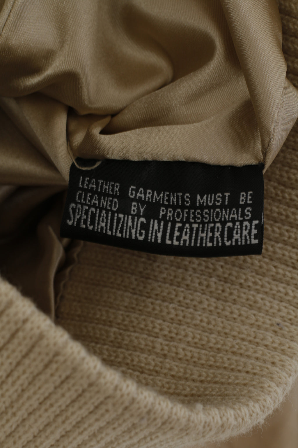 Giacca Xpert da donna L (M) in pelle beige da motociclista vintage con cerniera intera e colletto rialzato