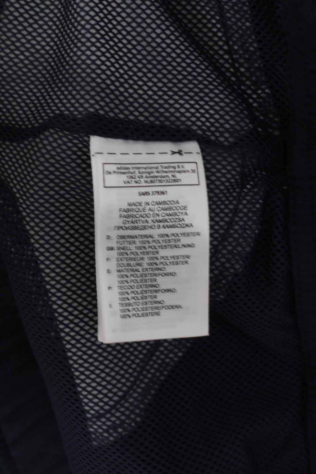 Adidas Men 44/46 L Jacket Navy Full Zipper Sport Training Lightweight Sportswear Top