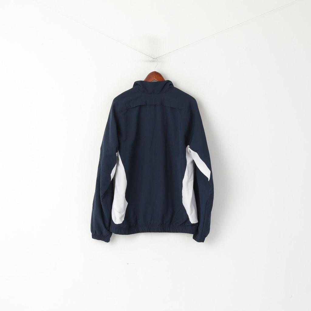 Adidas Men 44/46 L Jacket Navy Full Zipper Sport Training Lightweight Sportswear Top