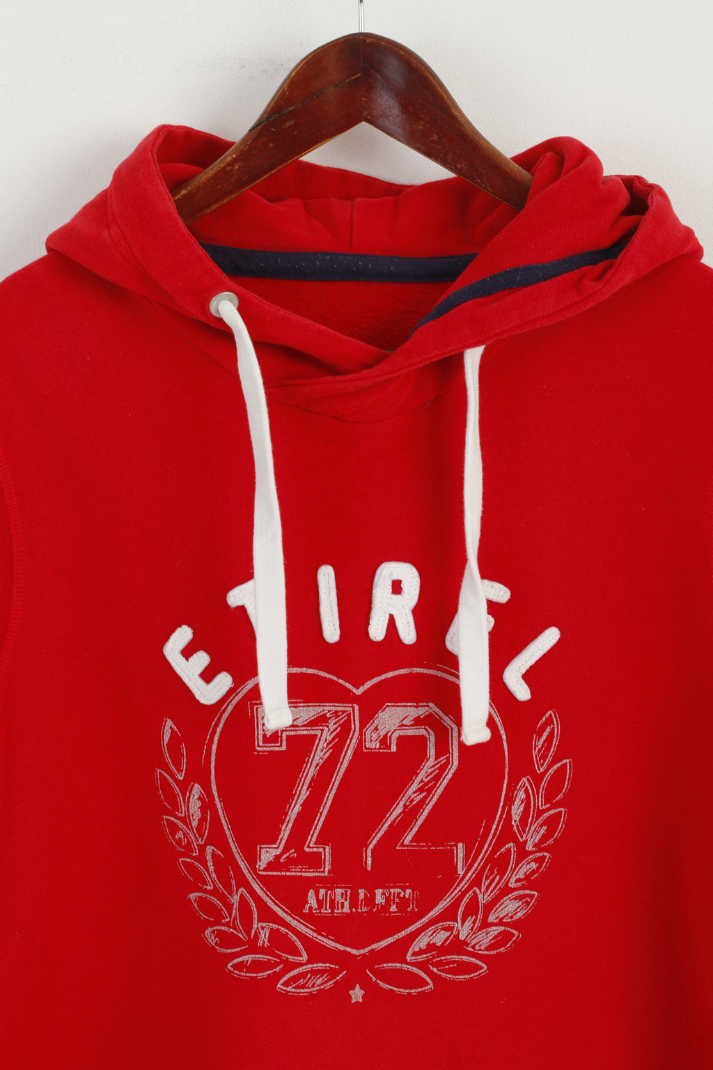 Etirel Women M Sweatshirt Red Cotton Heritage Campus Sportswear Hooded Top