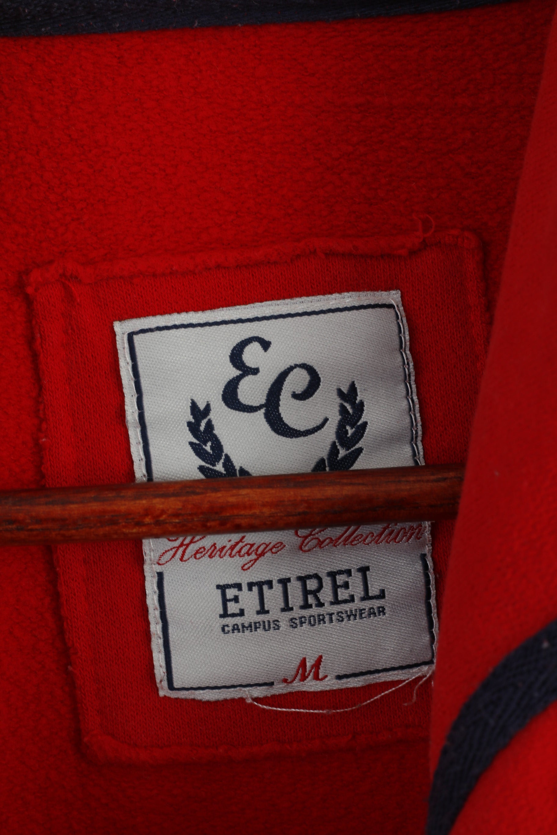 Etirel Women M Sweatshirt Red Cotton Heritage Campus Sportswear Hooded Top