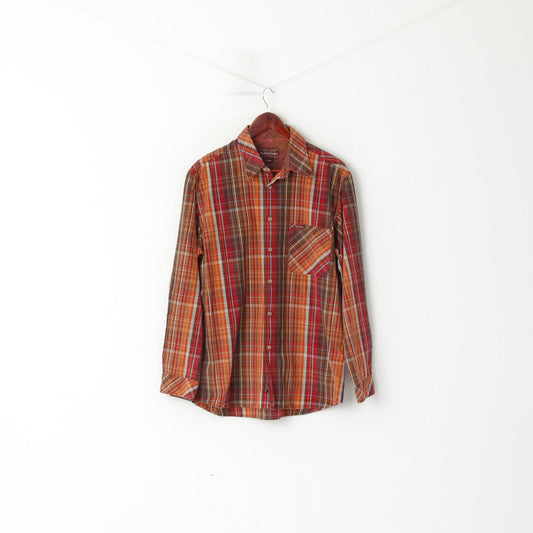 Marlboro Classics Men L Casual Shirt Red Multi Check Vintage Cotton  Outdoor Long Sleeve Top