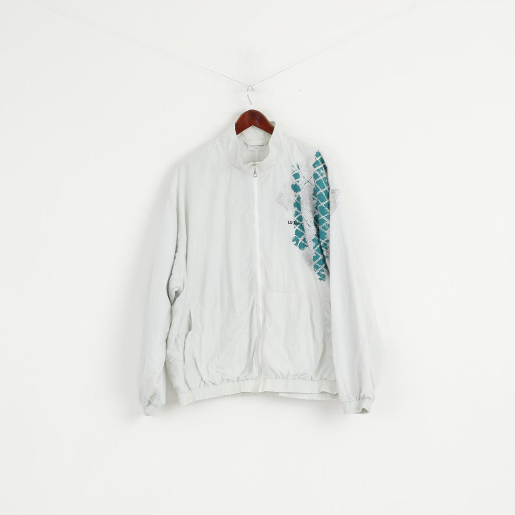 Wilson Uomo XXL Giacca Grigia Sport con racchetta Top da tennis vintage in nylon impermeabile