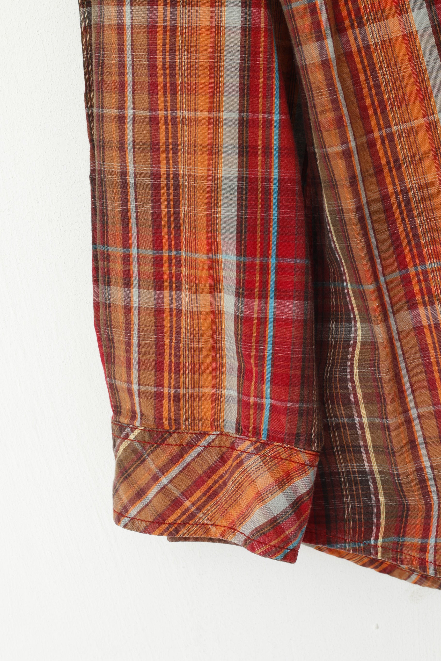 Marlboro Classics Men L Casual Shirt Red Multi Check Vintage Cotton  Outdoor Long Sleeve Top