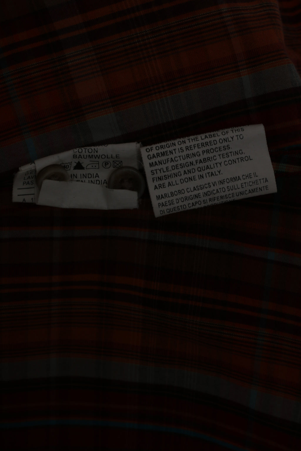 Marlboro Classics Men L Casual Shirt Red Multi Check Vintage Cotton  Outdoor Long Sleeve Top