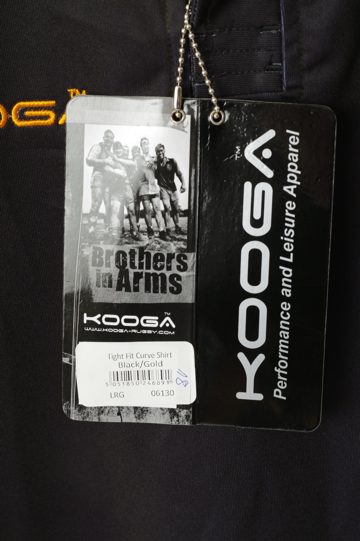 New Kooga Women L Shirt Black Tight Fit Curve Rugby Performance Jersey Top