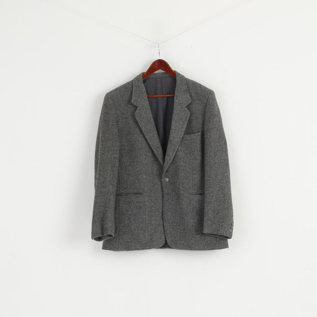 BHS Uomo 44 Blazer Grigio Pura lana vergine monopetto Made in Jugoslavia
