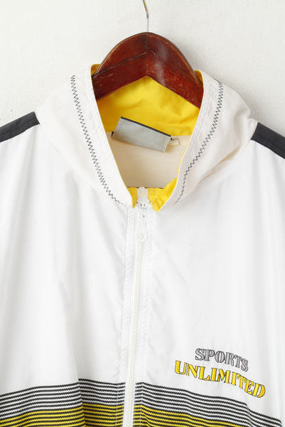 Canyon Men L Jacket White Vintage Bomber Sports Unlimited Zip Up Track Top
