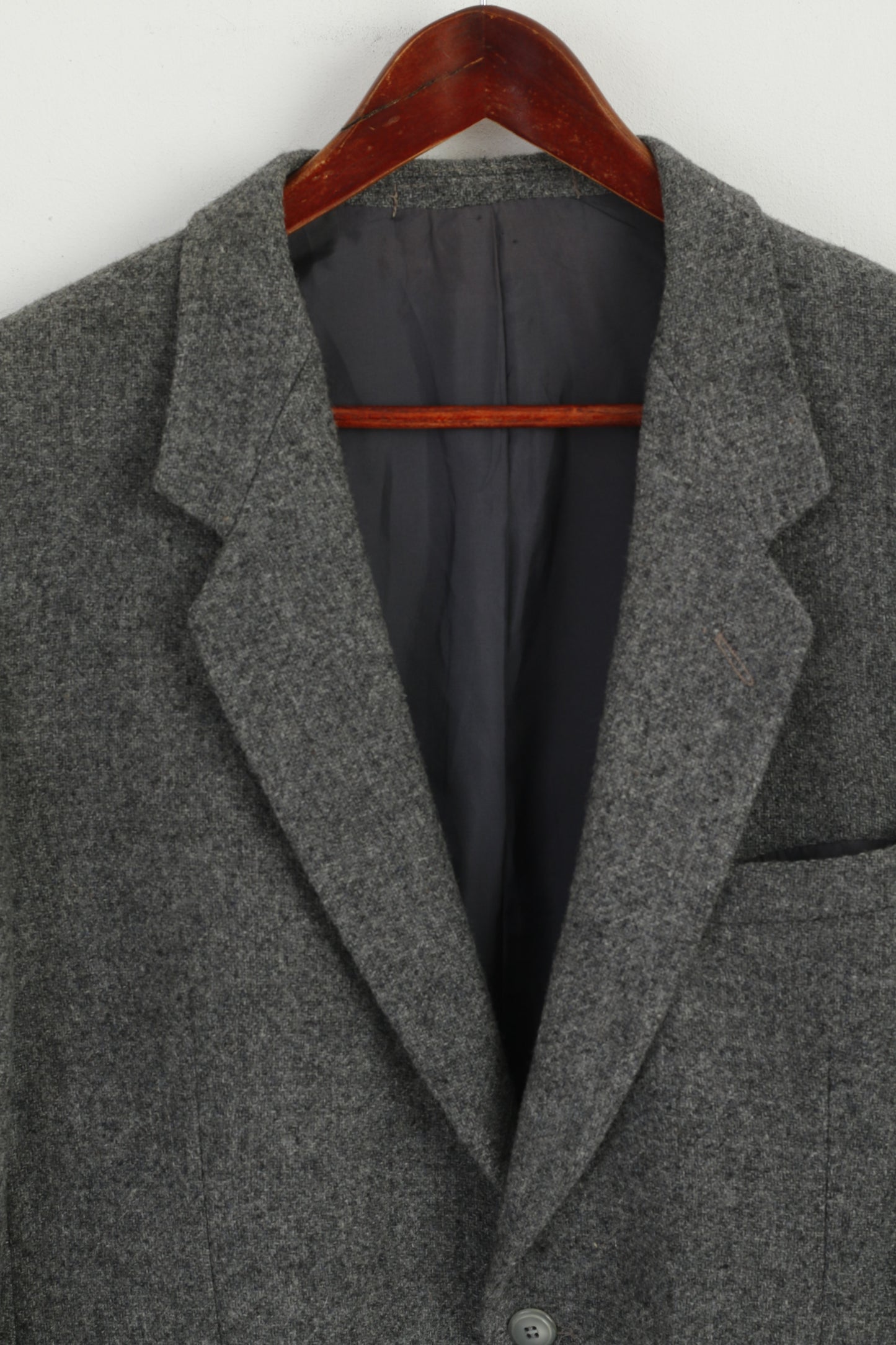 BHS Men 44 Blazer Grey Pure New Wool Single Breasted Made in Yugoslavia Jacket