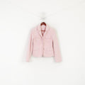 Tommy Hilfiger Women 8 S Blazer Pink Cotton Cropped Shoulder Pads Jacket
