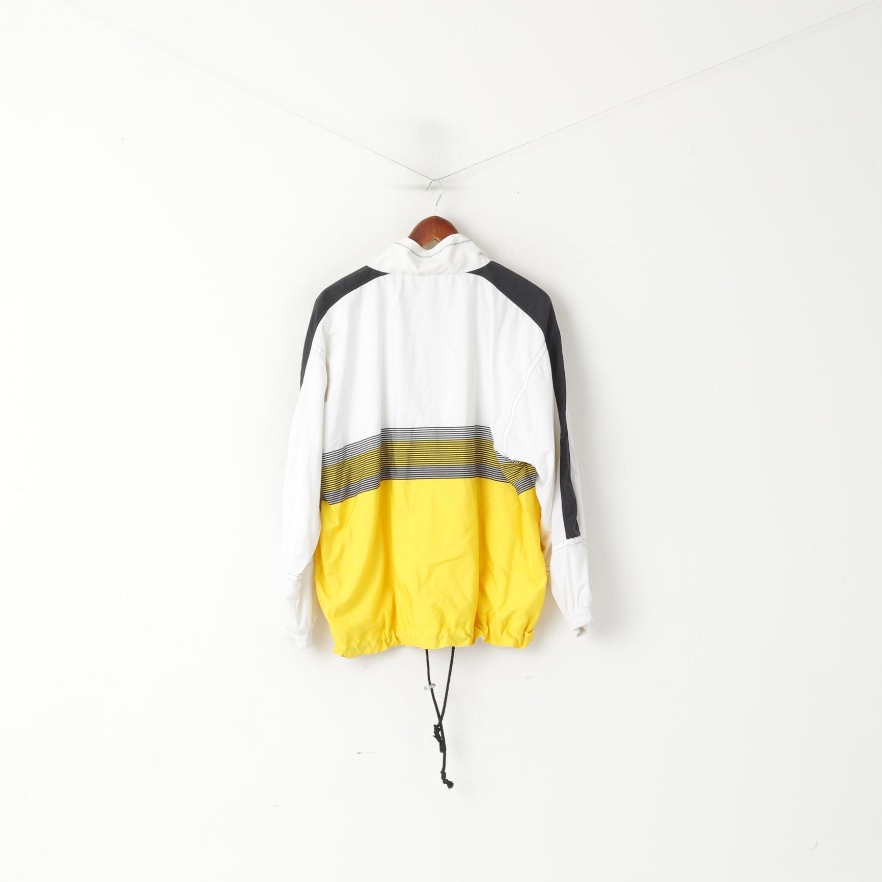 Canyon Men L Jacket White Vintage Bomber Sports Unlimited Zip Up Track Top