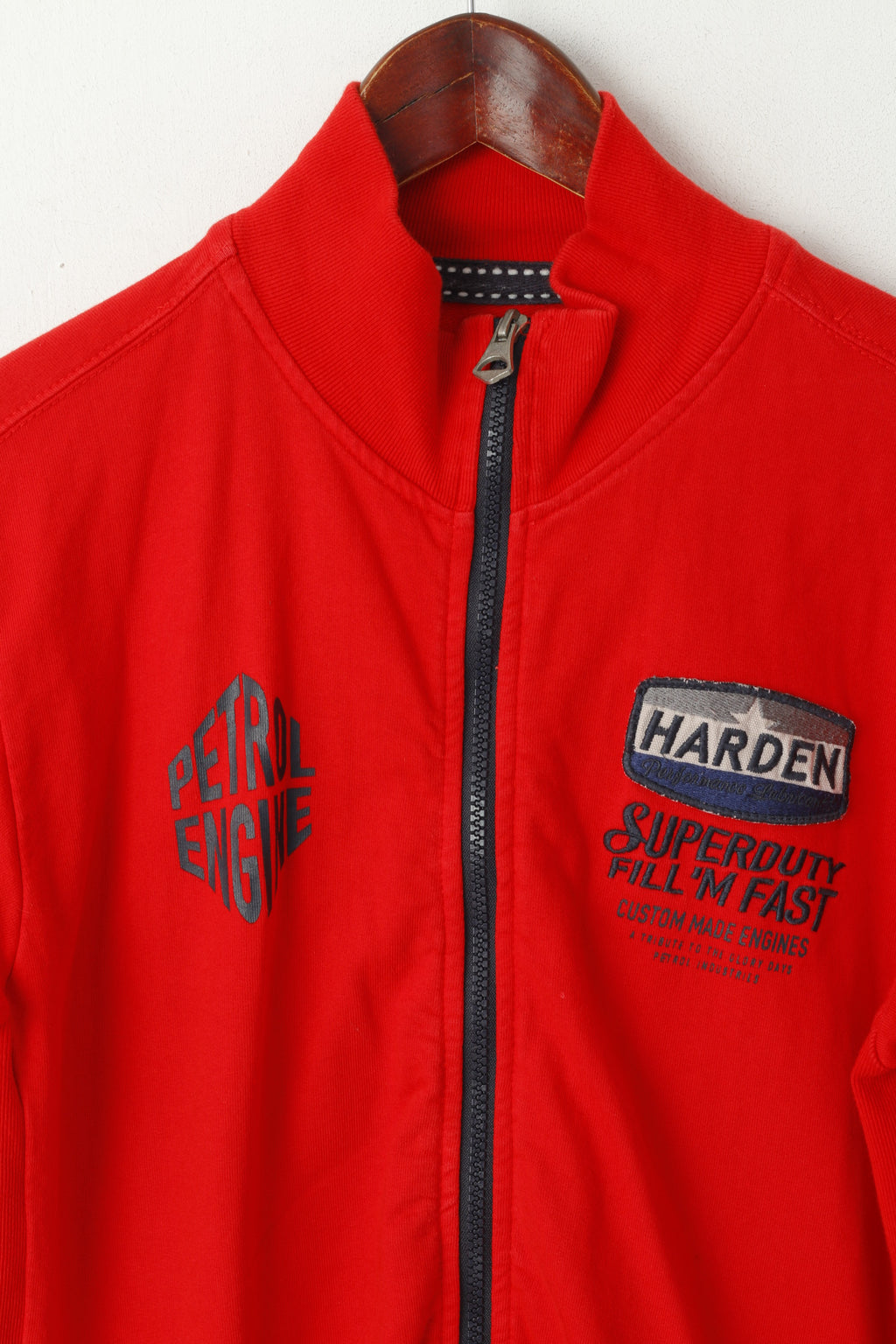 Petrol Industries Men 176 M Sweatshirt Red Cotton Emroidered Engine Zip Up Top