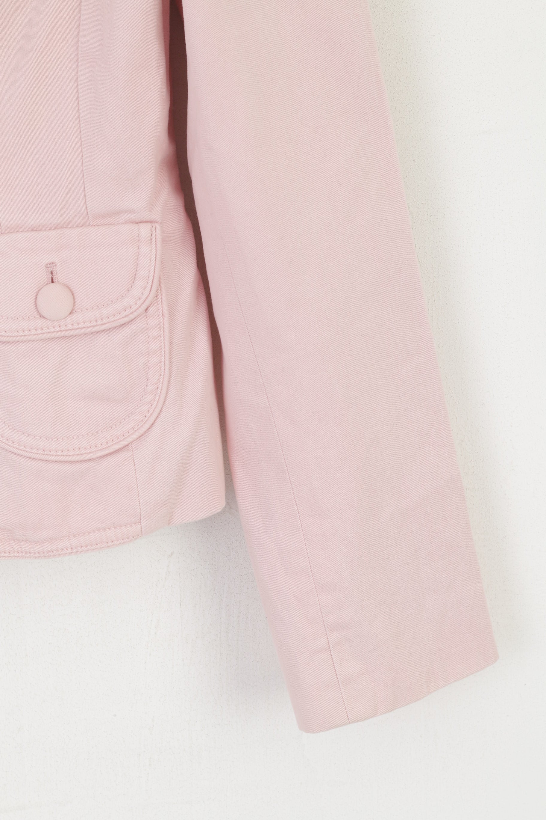 Tommy Hilfiger Women 8 S Blazer Pink Cotton Cropped Shoulder Pads Jacket