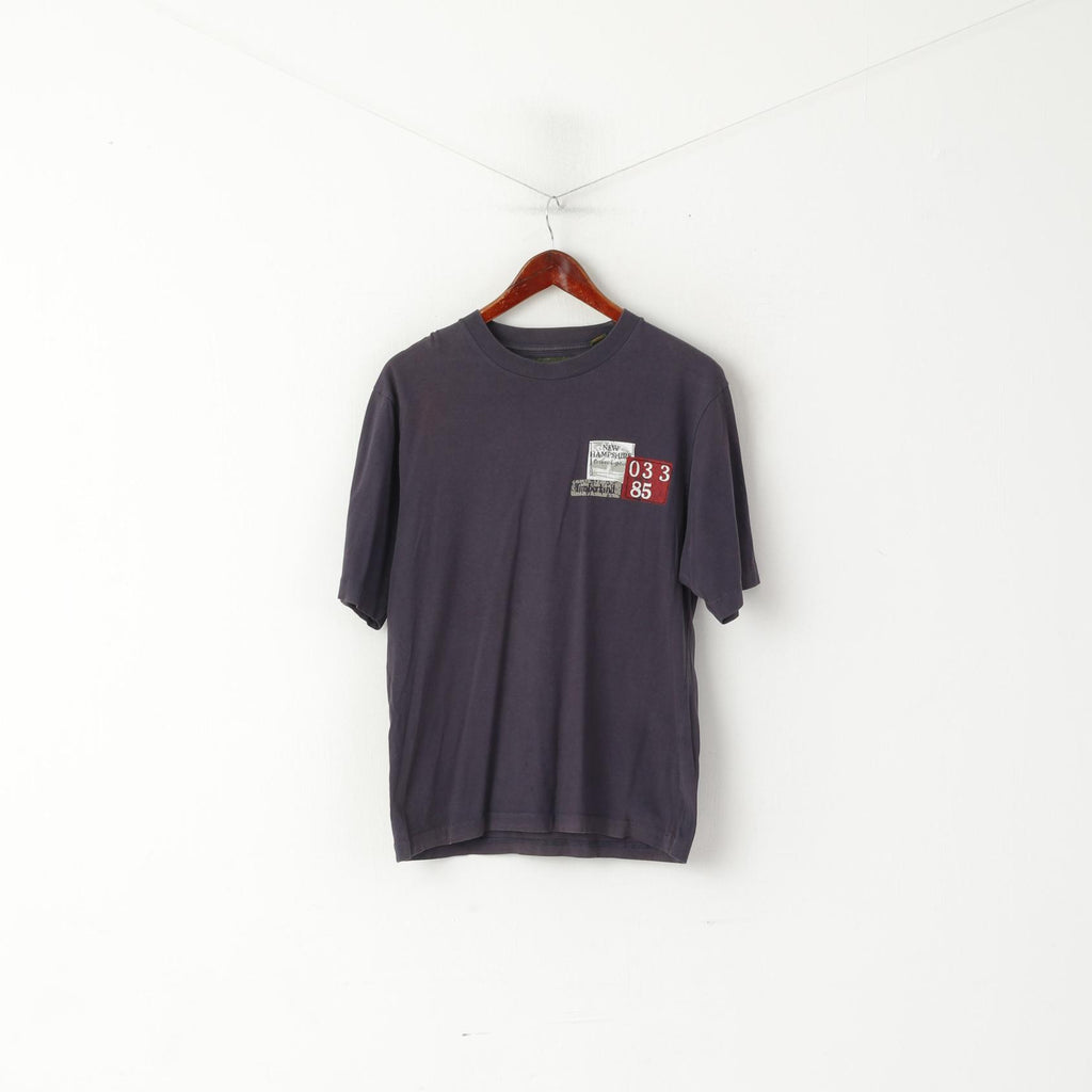 Timberland Men M (S) T-Shirt Navy Cotton Vintage New Hampshire Crew NeckTop