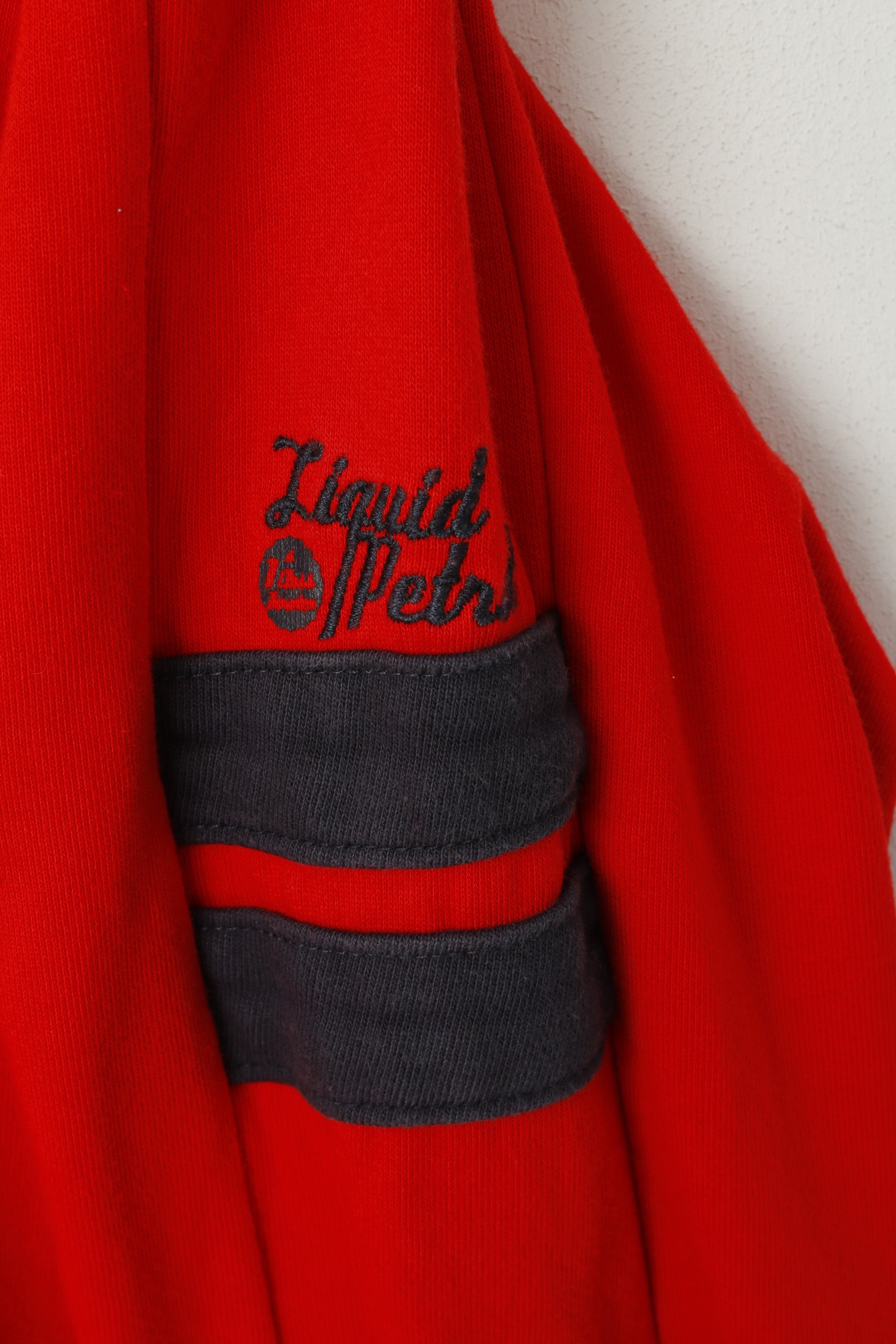 Petrol Industries Men 176 M Sweatshirt Red Cotton Emroidered Engine Zip Up Top