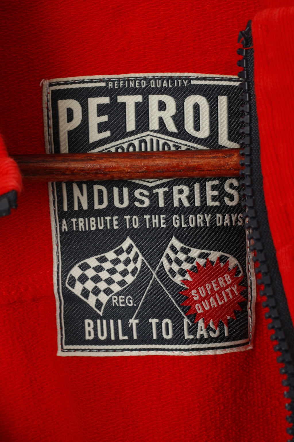 Petrol Industries Men 176 M Sweatshirt Red Cotton Emroidered Engine Zip Up Top