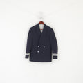 Julien Mac donald Men 34 Short Blazer Navy Wool Marine Double Breasted Jacket