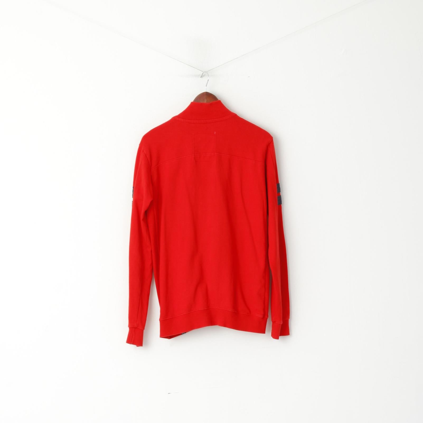 Petrol Industries Men 176 M Sweatshirt Red Cotton Emroidered Engine Zip Up Top