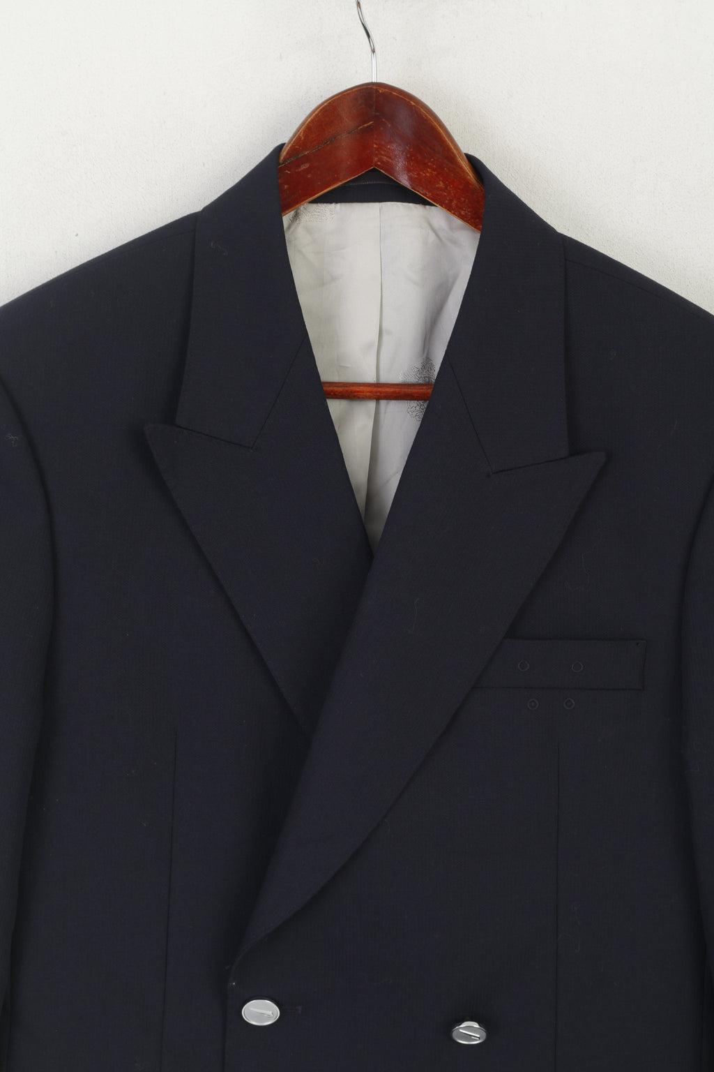 Julien Mac donald Men 34 Short Blazer Navy Wool Marine Double Breasted Jacket