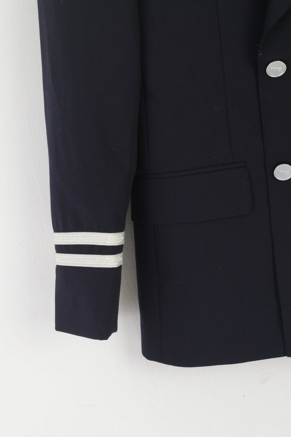 Julien Mac donald Men 34 Short Blazer Navy Wool Marine Double Breasted Jacket