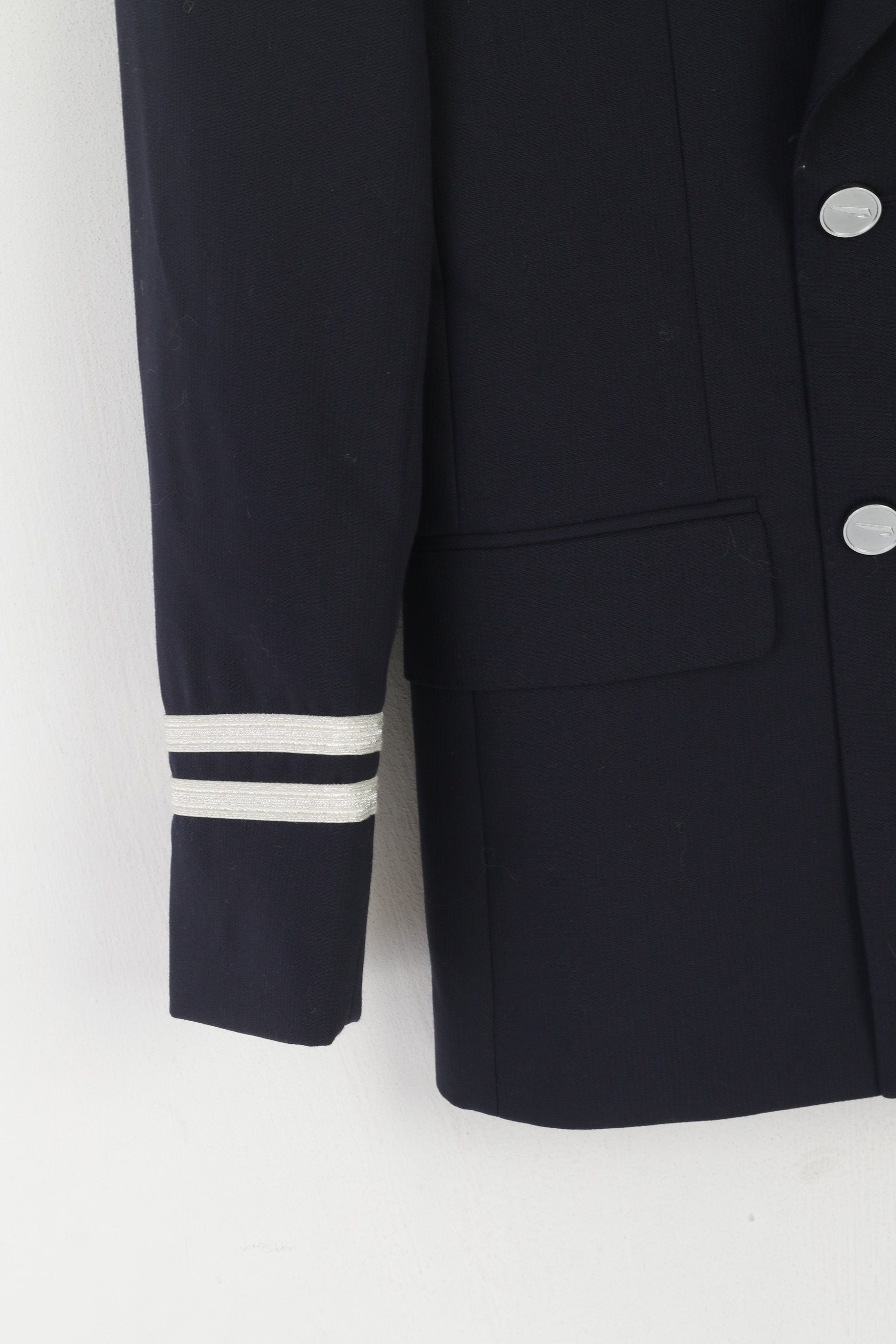 Julien Mac donald Men 34 Short Blazer Navy Wool Marine Double Breasted Jacket