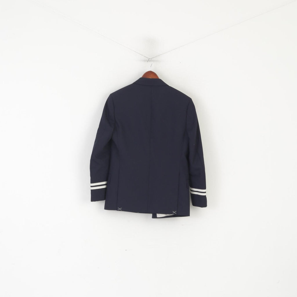Julien Mac donald Men 34 Short Blazer Navy Wool Marine Double Breasted Jacket