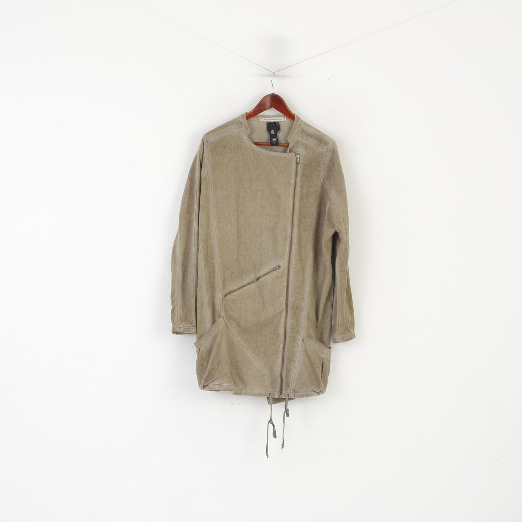 Nu by Staff Tunique XS pour femme en coton et lin marron surdimensionné avec fermeture éclair