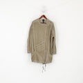 Nu by Staff Women XS Tunic Blouse Brown Cotton Linen Oversize Full Zip Long Jacket Top