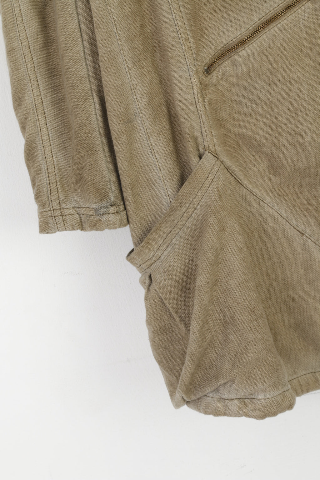 Nu by Staff Tunique XS pour femme en coton et lin marron surdimensionné avec fermeture éclair