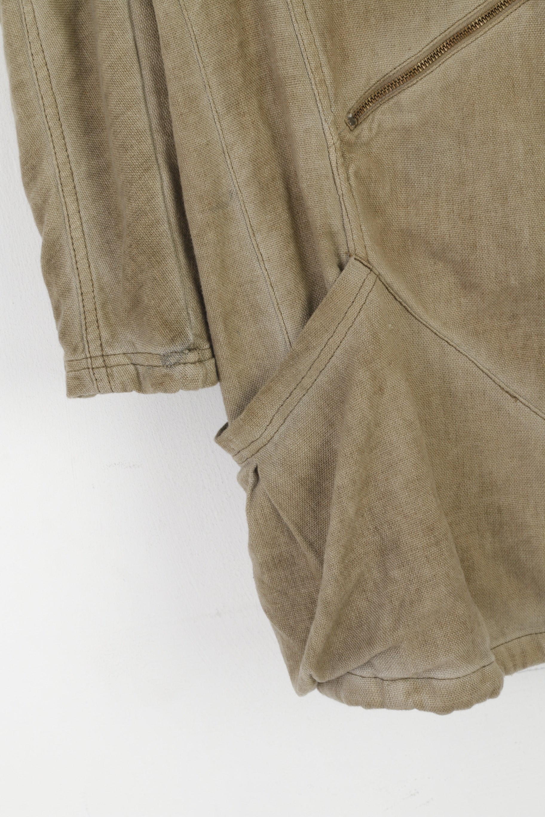 Nu by Staff Tunique XS pour femme en coton et lin marron surdimensionné avec fermeture éclair