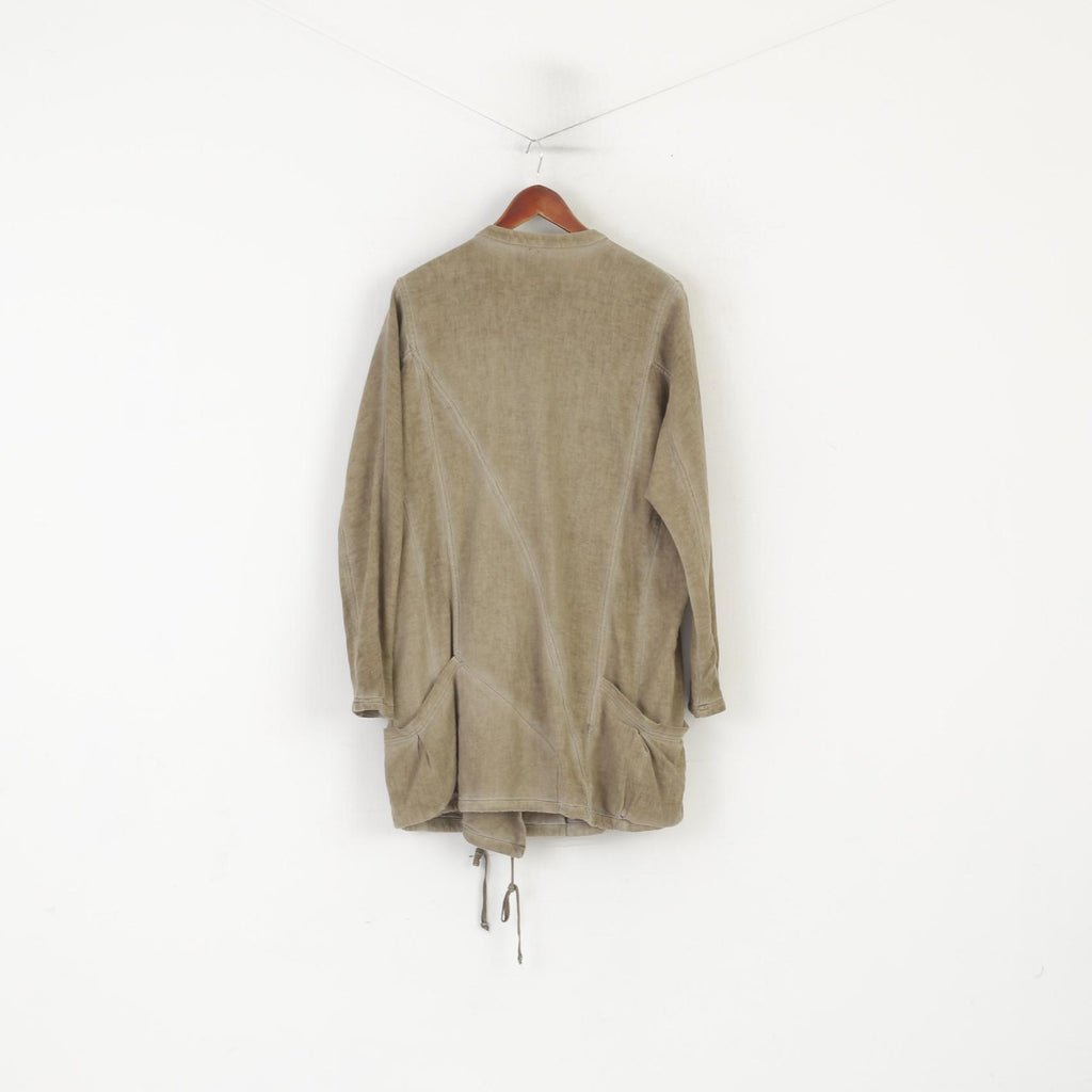 Nu by Staff Tunique XS pour femme en coton et lin marron surdimensionné avec fermeture éclair