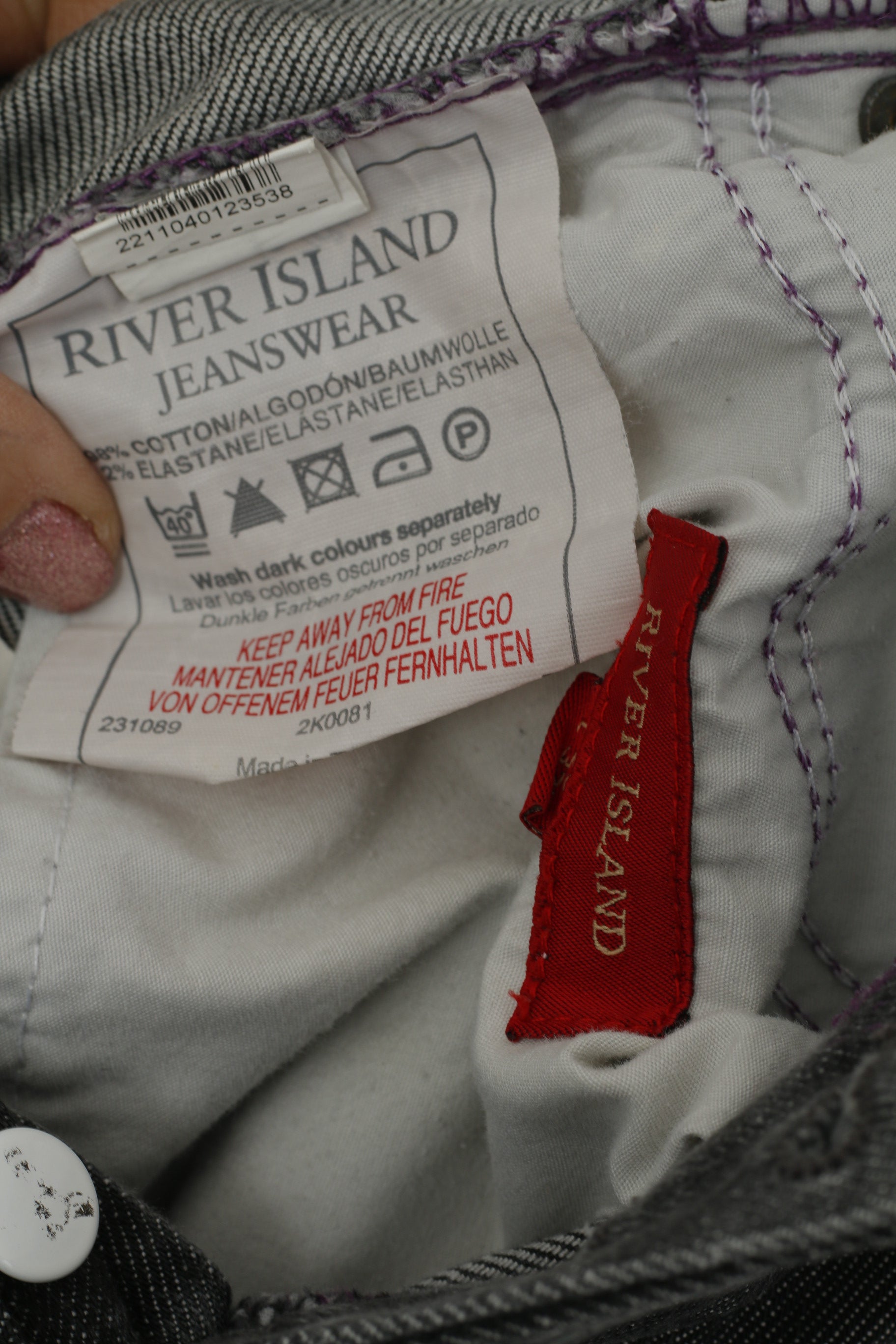 River Island Men 30 Jeans Trousers Grey Blue Cotton Denim Bootcut Pants