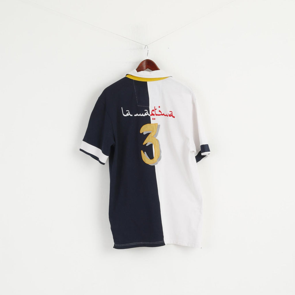 La Martina Men XXL (XL) Polo Shirt Navy White Cotton Del Polo Argentino Top