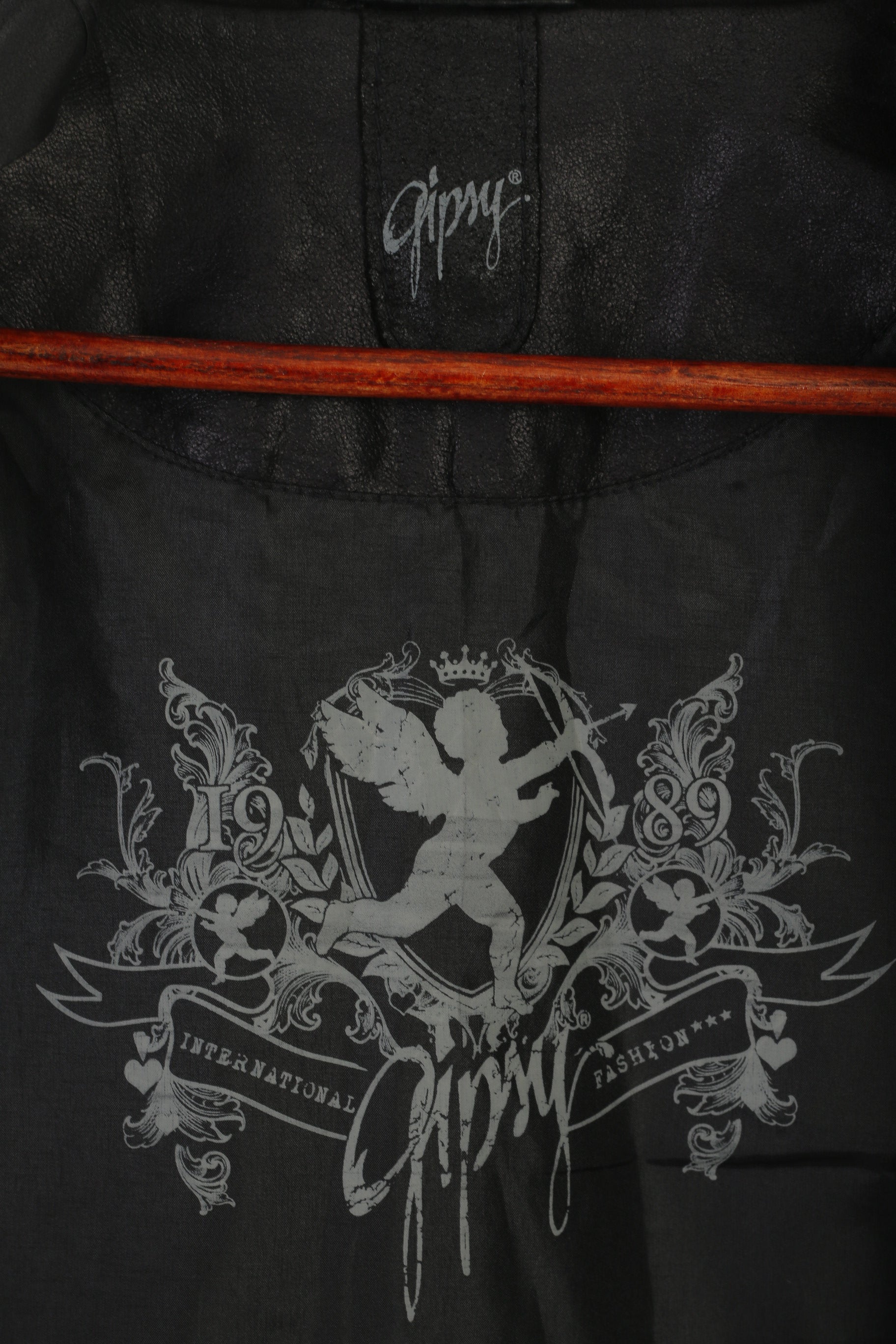 Gipsy di Mauritius Giacca da donna con rivestimento in pelle nera Boho Acymetric Top