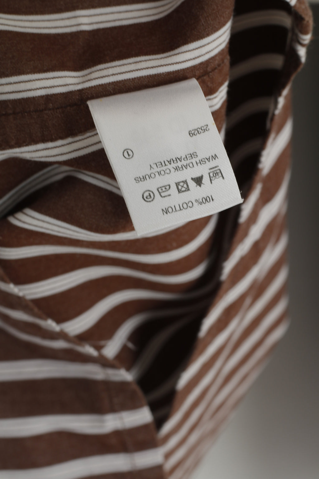 Joe Brown Men XL (XXL) Casual Shirt Brown White Striped Cotton Long Sleeve Top