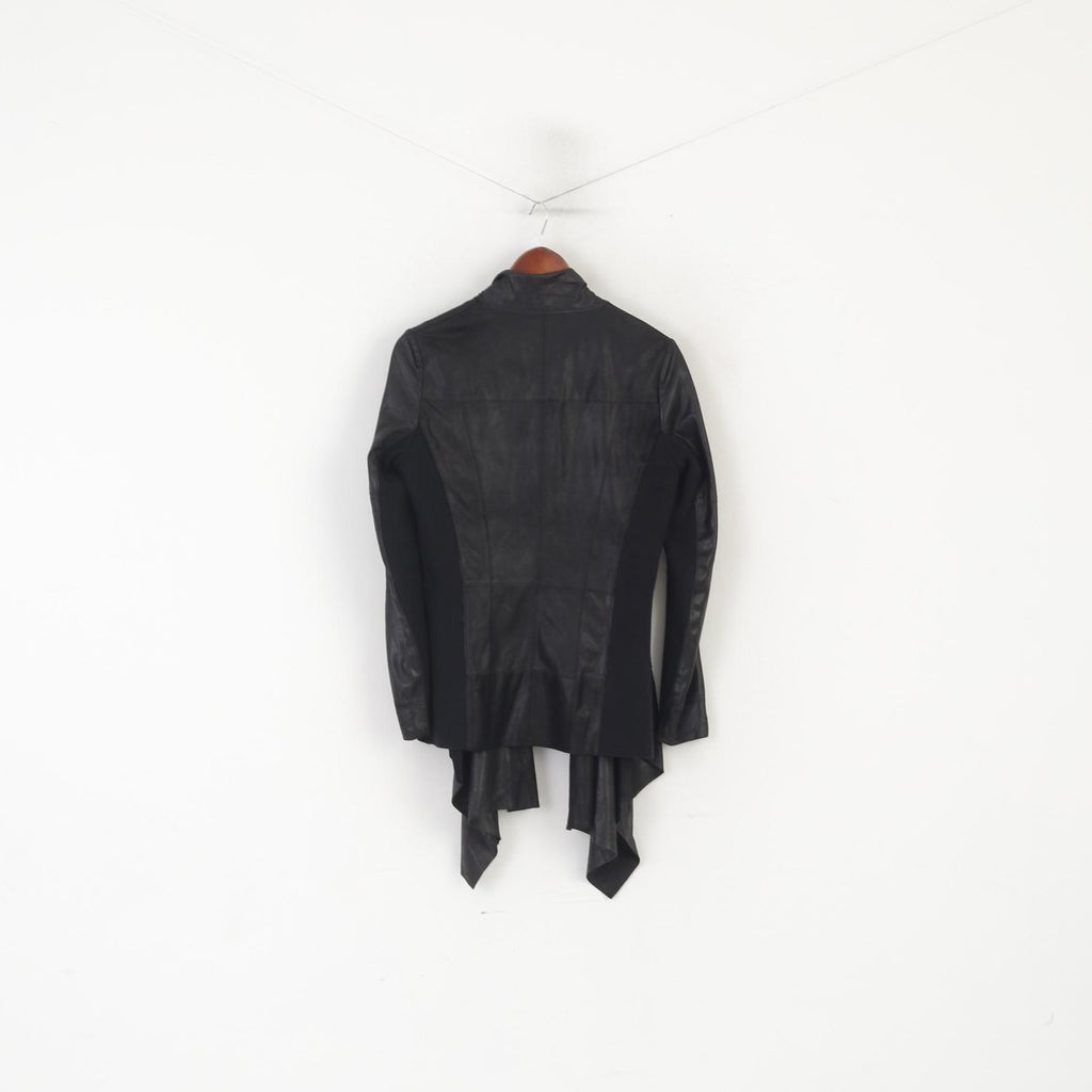 Gipsy di Mauritius Giacca da donna con rivestimento in pelle nera Boho Acymetric Top