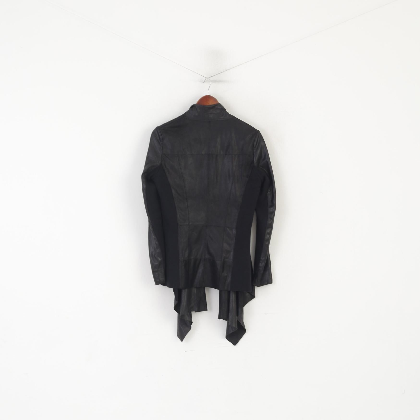 Gipsy di Mauritius Giacca da donna con rivestimento in pelle nera Boho Acymetric Top