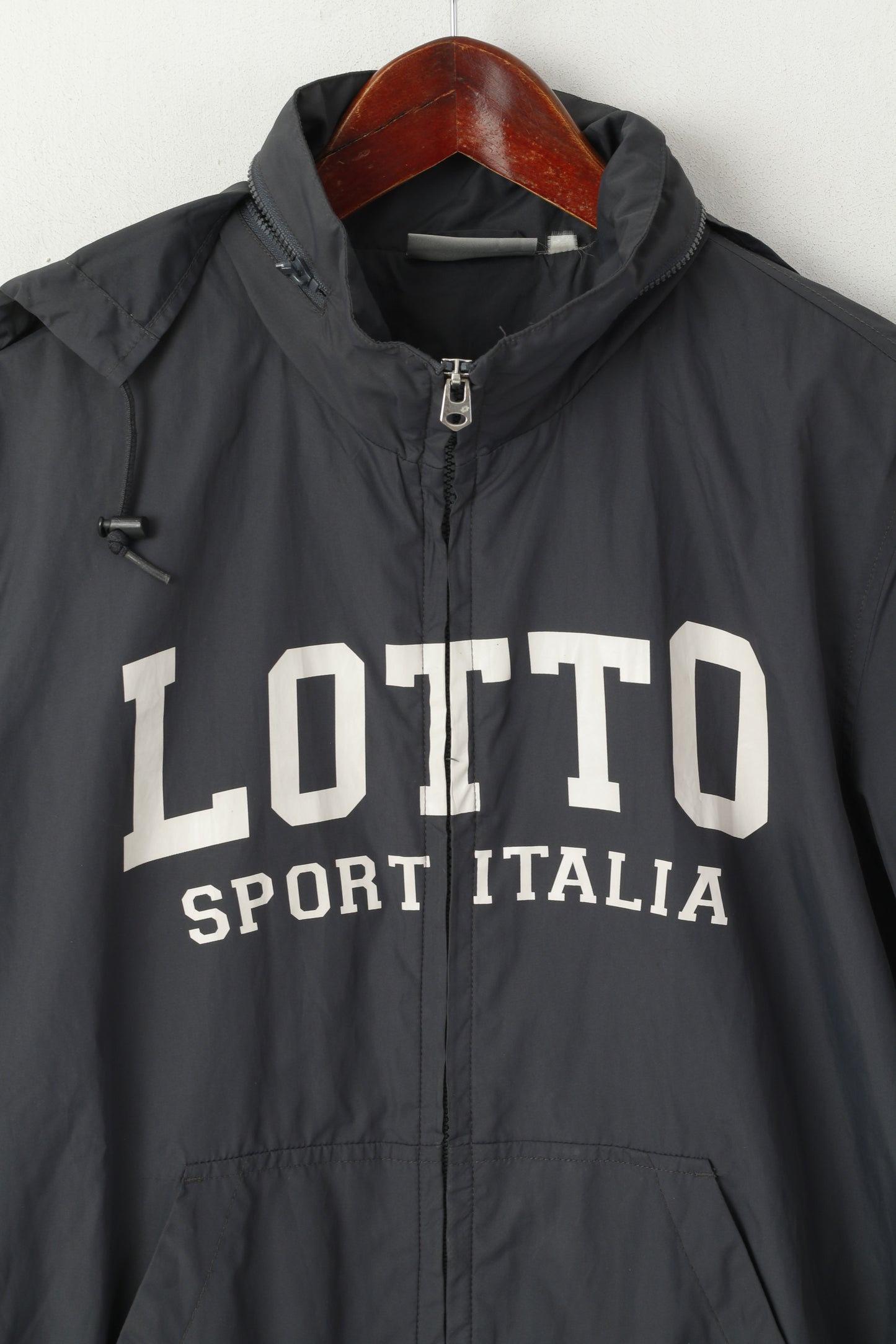 Lotto Italia Men S Jacket Gray Lightweight Sport Hooded Full Zip Sport Top
