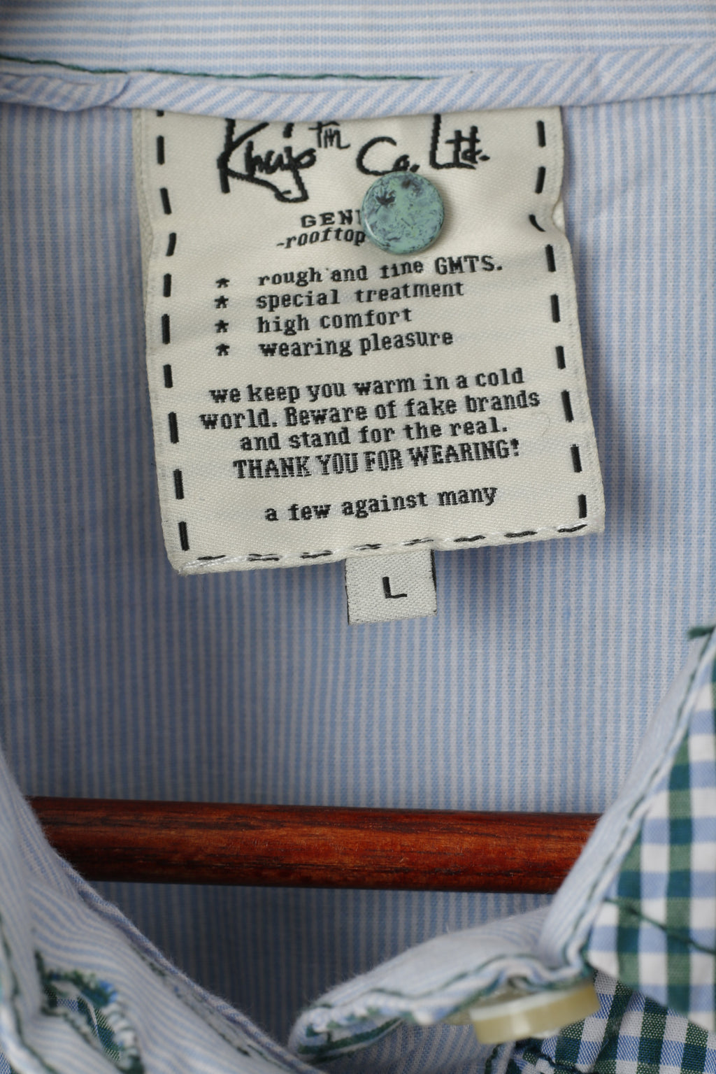 Khujo Donna L (M) Camicia casual Top a maniche corte sul tetto in cotone a quadri verde blu