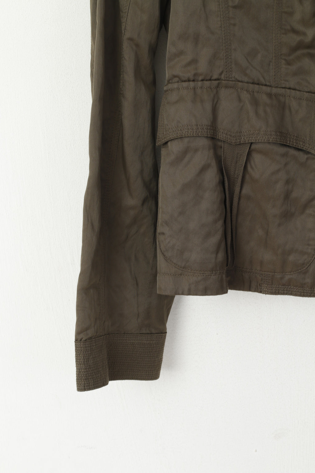 Marc Aurel Donna 40 M Blazer Giacca monopetto retrò in nylon kaki lucido