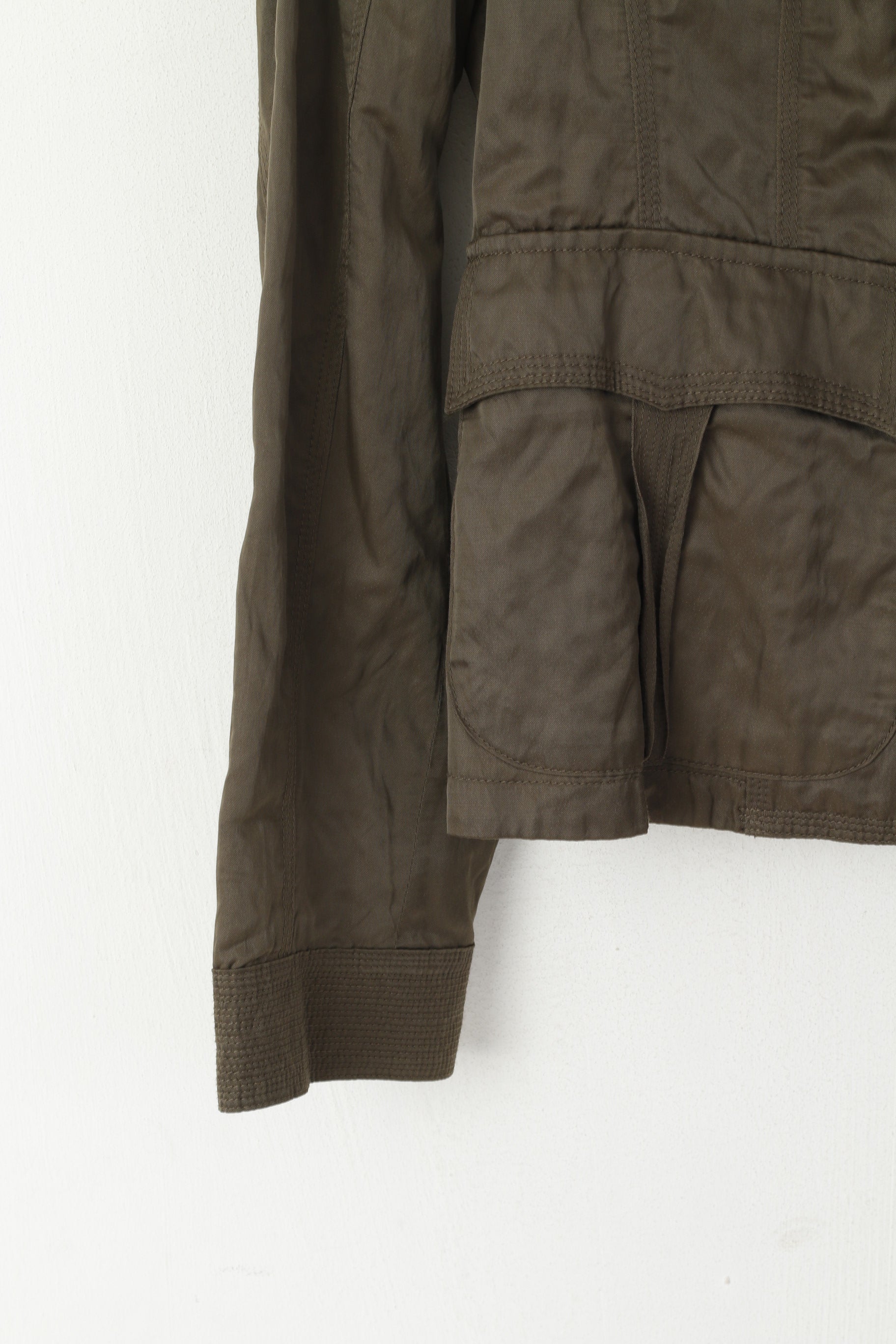 Marc Aurel Donna 40 M Blazer Giacca monopetto retrò in nylon kaki lucido