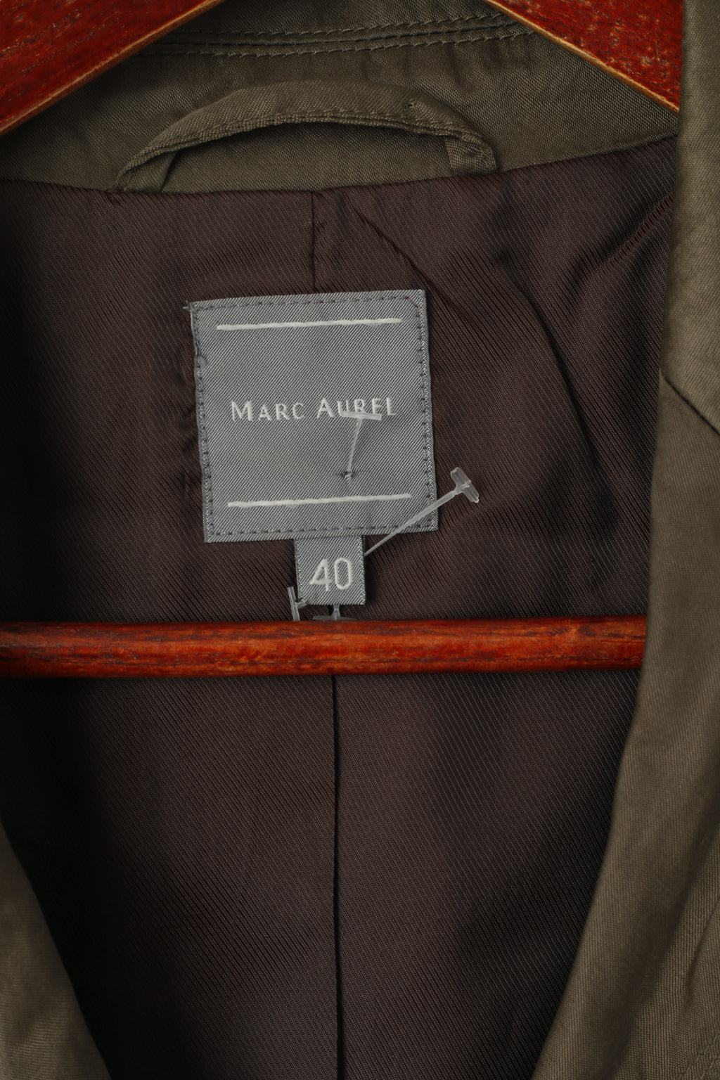 Marc Aurel Donna 40 M Blazer Giacca monopetto retrò in nylon kaki lucido