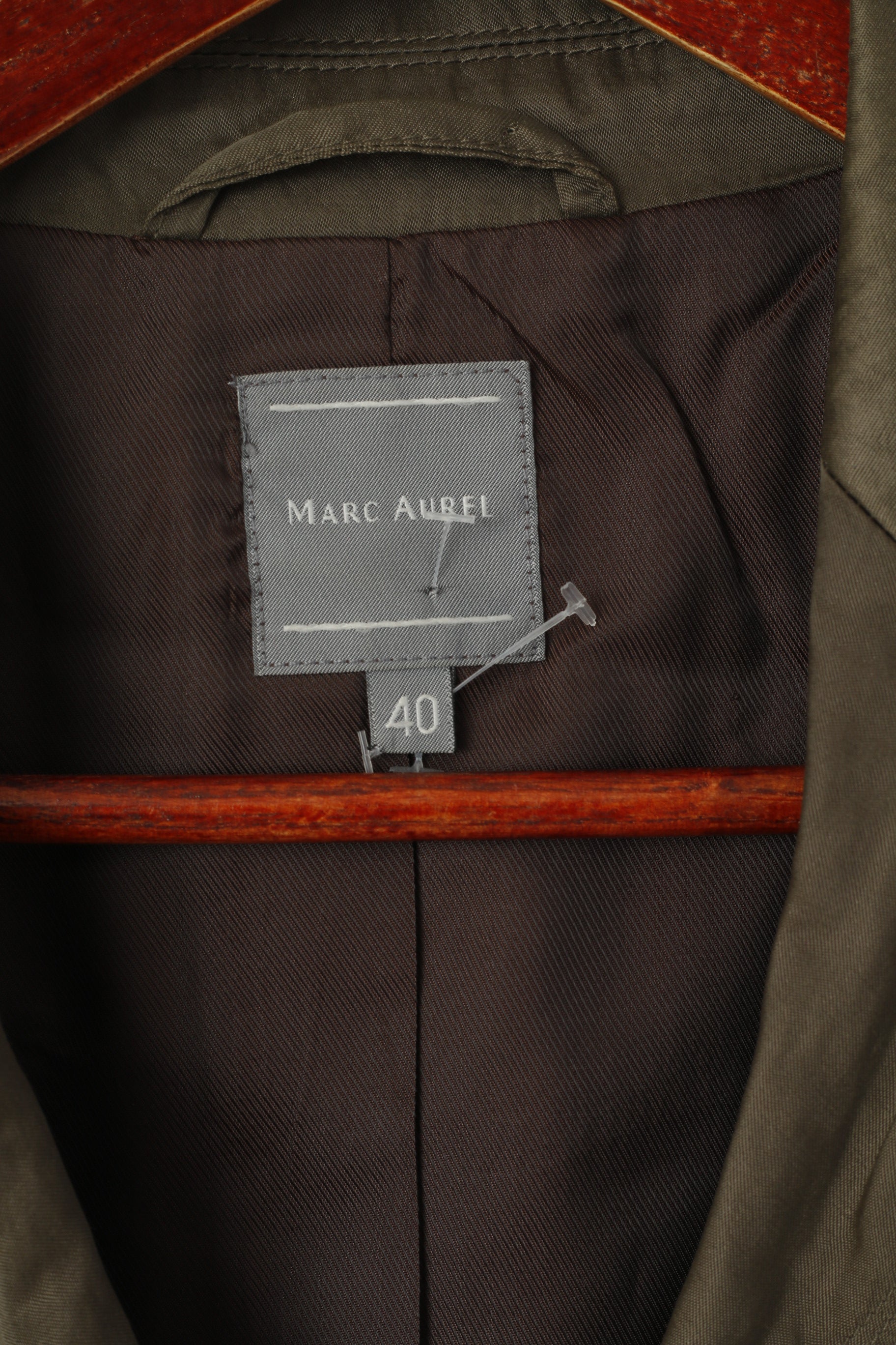 Marc Aurel Donna 40 M Blazer Giacca monopetto retrò in nylon kaki lucido