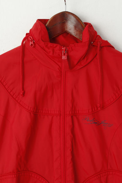 Polo Jeans Ralph Lauren Women S Jacket Red Nylon Waterproof Hidden Hood Zip Up Top