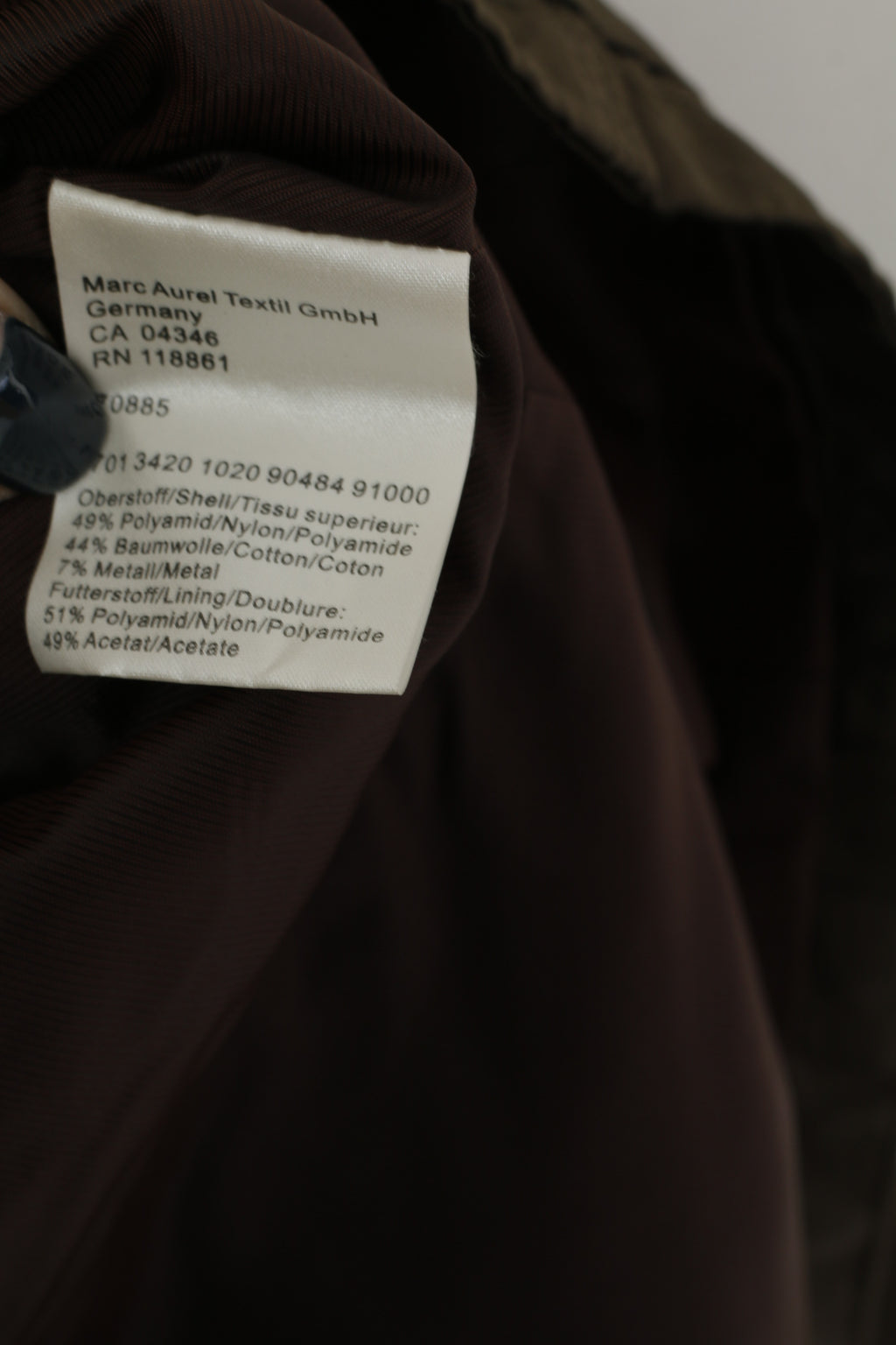 Marc Aurel Donna 40 M Blazer Giacca monopetto retrò in nylon kaki lucido