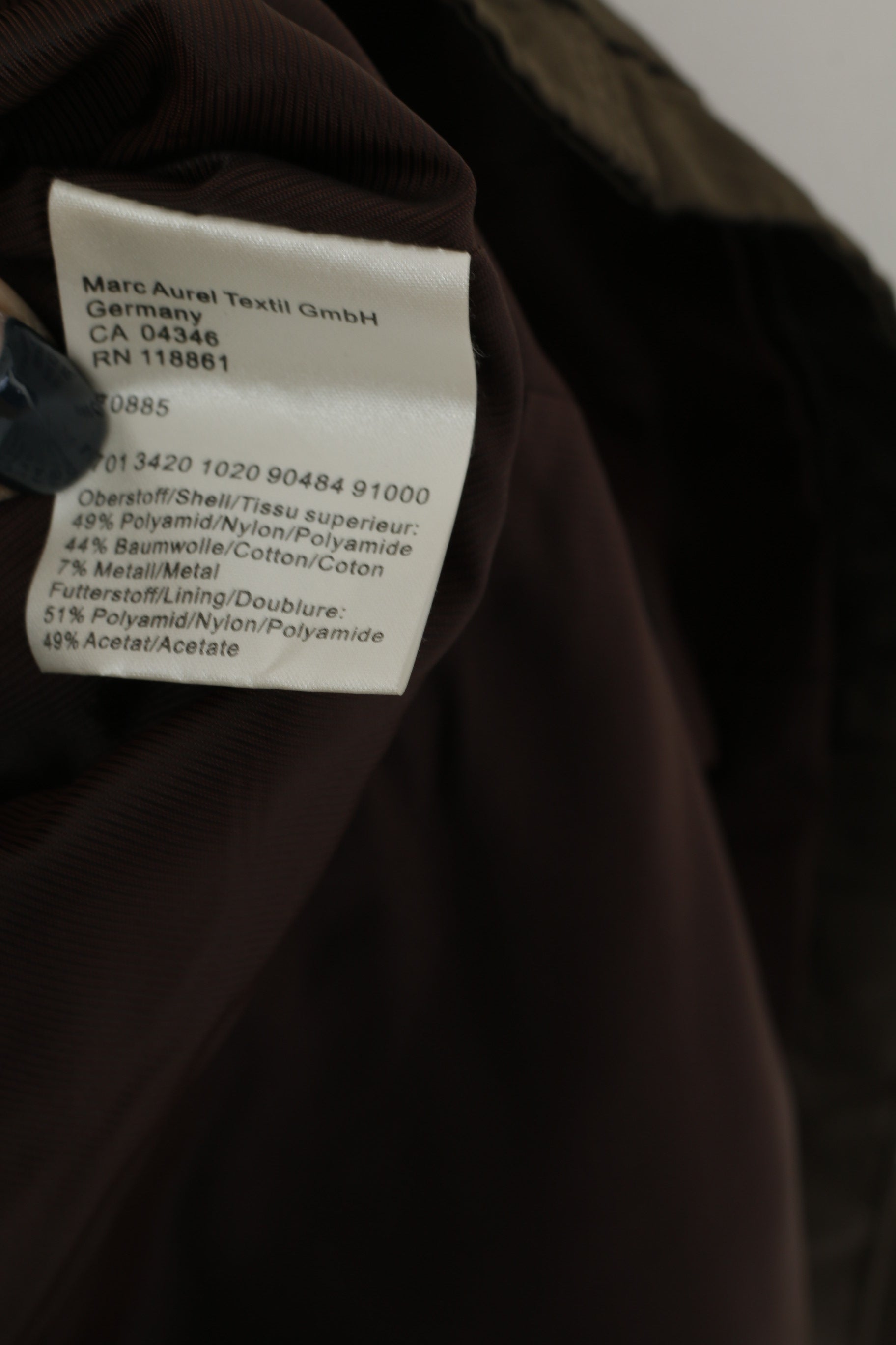 Marc Aurel Donna 40 M Blazer Giacca monopetto retrò in nylon kaki lucido