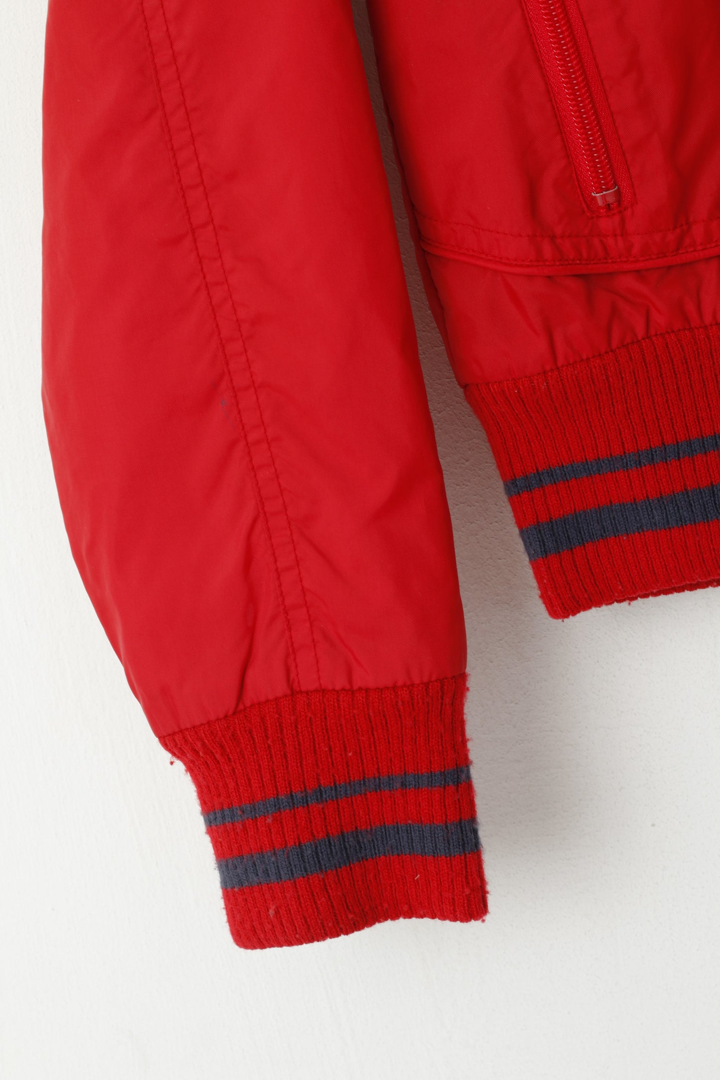 Polo Jeans Ralph Lauren Giacca da donna in nylon rosso impermeabile con cappuccio nascosto e cerniera
