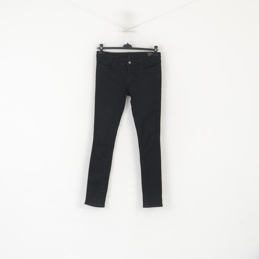 Pantaloni jeans AllSaints 31 da donna Pantaloni Ashby Roseport skinny in cotone nero elasticizzato