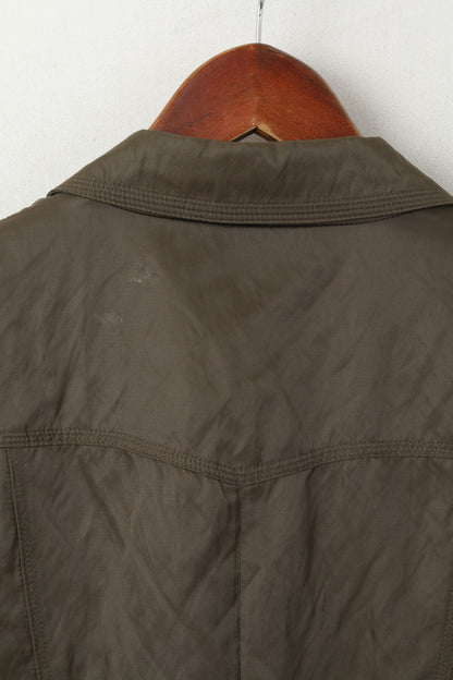 Marc Aurel Women 40 M Blazer Khaki Nylon Shiny Retro Single Breasted Jacket
