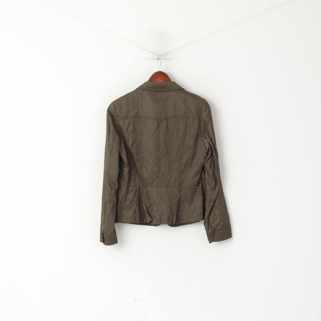 Marc Aurel Donna 40 M Blazer Giacca monopetto retrò in nylon kaki lucido